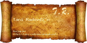 Tani Radován névjegykártya